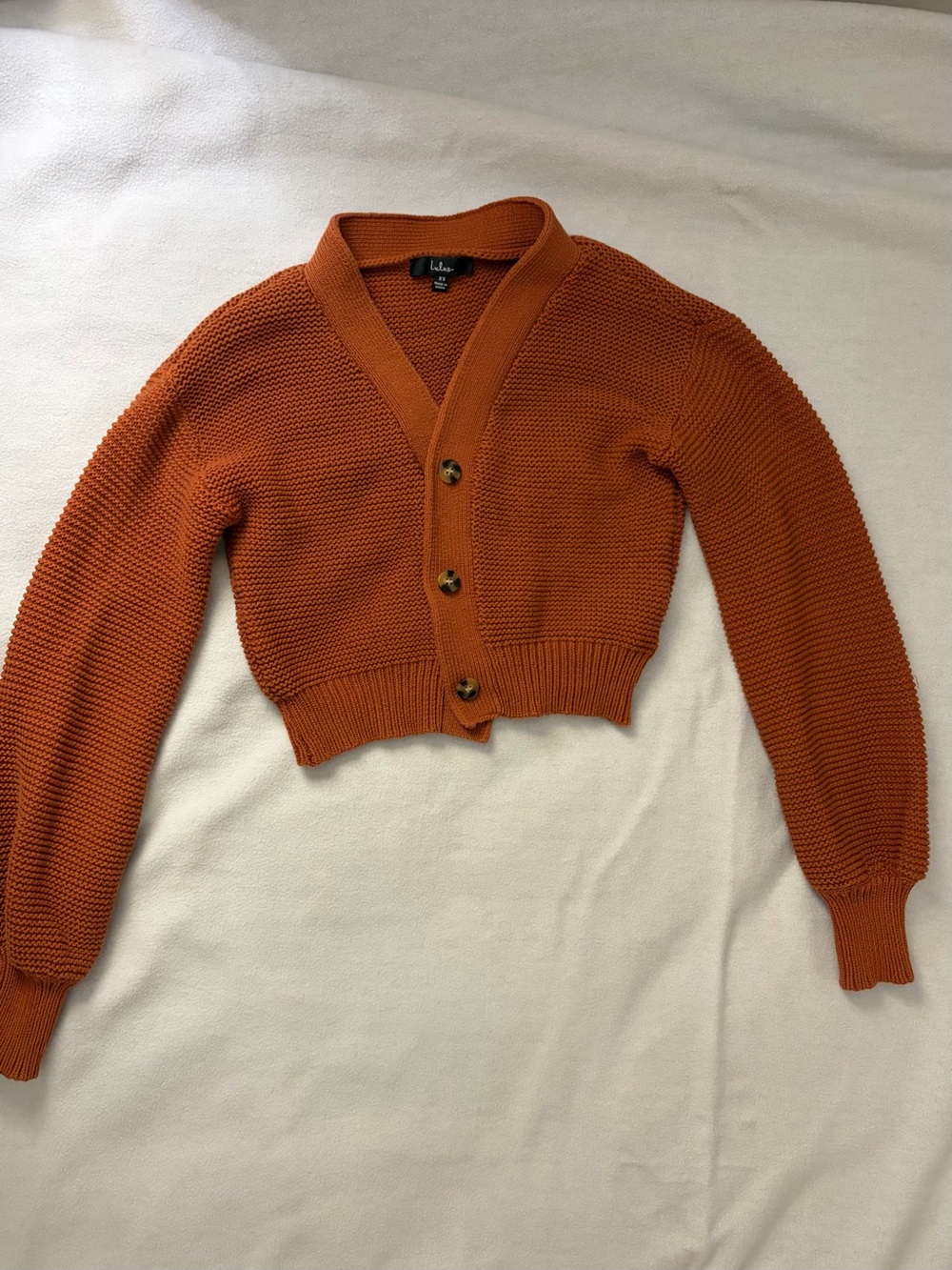 Lulu's Cropped Knit Cardigan - Rust Orange